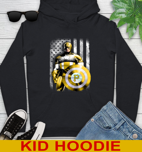 Pittsburgh Pirates MLB Baseball Captain America Marvel Avengers American Flag Shirt Youth Hoodie