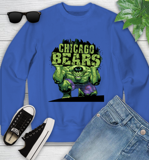 Chicago Bears NFL Football Incredible Hulk Marvel Avengers Sports Youth Sweatshirt - Image 9