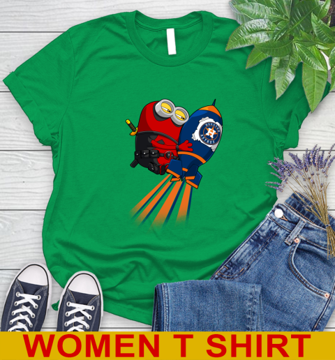 MLB Baseball Houston Astros Deadpool Minion Marvel Shirt Women's T-Shirt 7