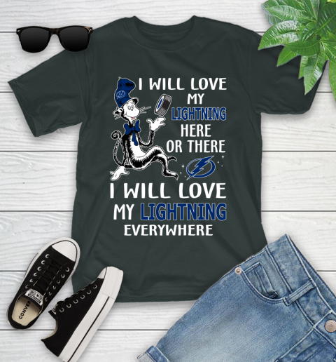 NHL Hockey Tampa Bay Lightning I Will Love My Lightning Everywhere Dr Seuss Shirt Youth T-Shirt 5