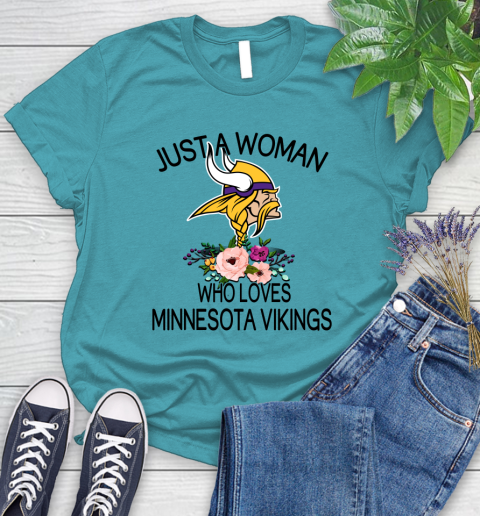 NFL Just A Woman Who Loves Minnesota Vikings Football Sports Women's T-Shirt 11