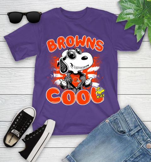 NFL Football Cleveland Browns Cool Snoopy Shirt Youth T-Shirt 3