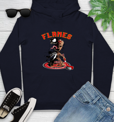 NHL Calgary Flames Hockey Venom Groot Guardians Of The Galaxy Youth Hoodie 4