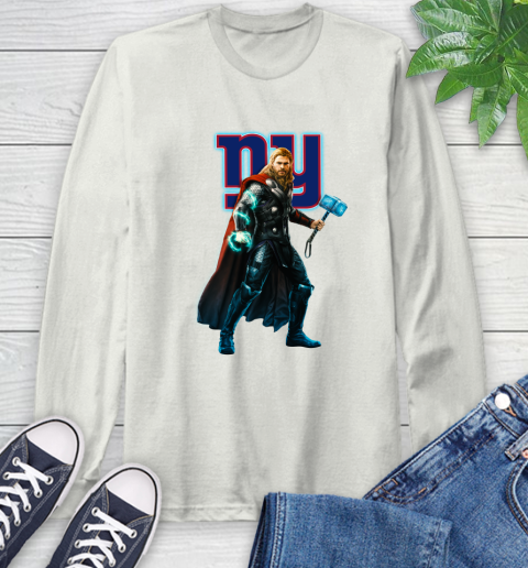 NFL Thor Avengers Endgame Football New York Giants Long Sleeve T-Shirt 12
