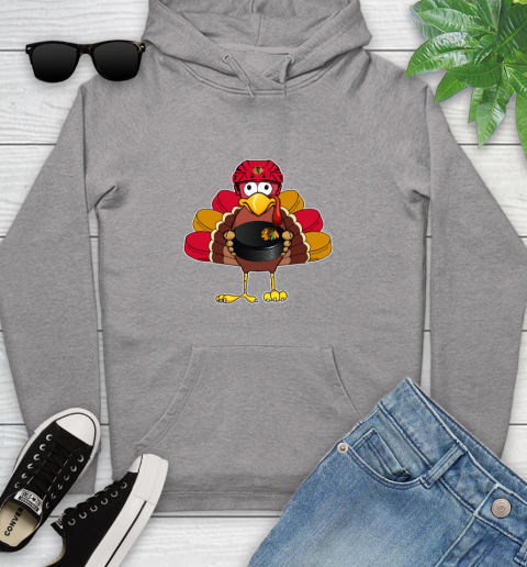 Chicago Blackhawks Turkey Thanksgiving Day Youth Hoodie 6