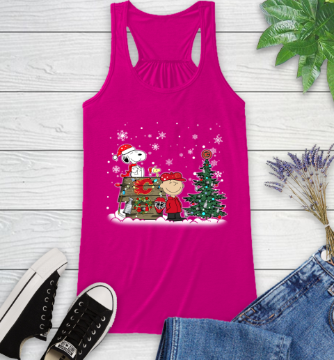 NHL Calgary Flames Snoopy Charlie Brown Woodstock Christmas Stanley Cup Hockey Racerback Tank 7