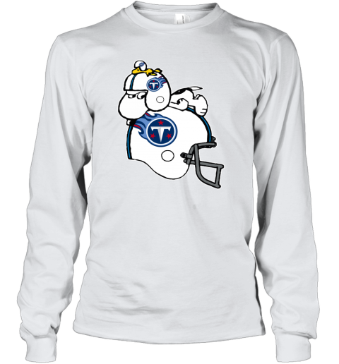 Snoopy And Woodstock Resting On Tennessee Titans Helmet pjon snoopy and woodstock resting on tennessee titans helmet youth long sleeve 50 front white