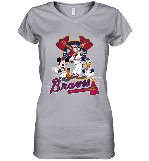 MLB Atlanta Braves Mickey Mouse Donald Duck Goofy Baseball T Shirt Youth T- Shirt