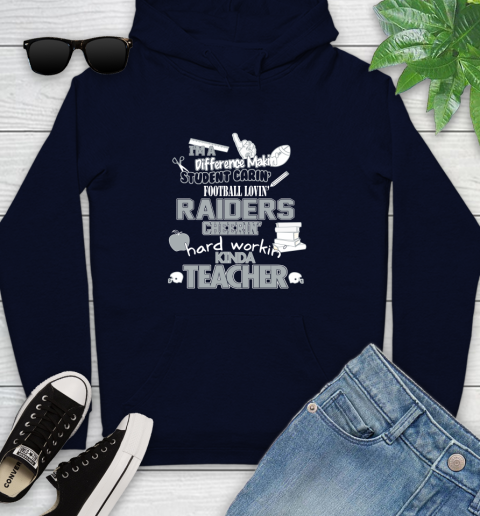 Oakland Raiders NFL I'm A Difference Making Student Caring Football Loving Kinda Teacher Youth Hoodie 3