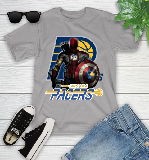 Indiana Pacers NBA Basketball Captain America Thor Spider Man Hawkeye Avengers Youth T-Shirt 4