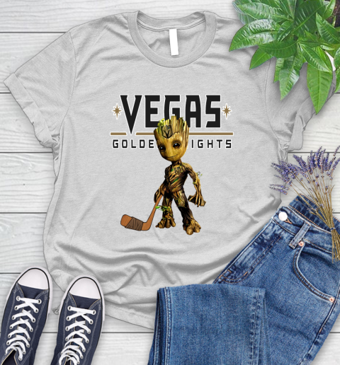 Vegas Golden Knights NHL Hockey Groot Marvel Guardians Of The Galaxy Women's T-Shirt