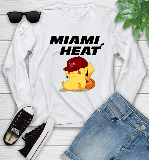 NBA Pikachu Basketball Sports Miami Heat Youth Long Sleeve