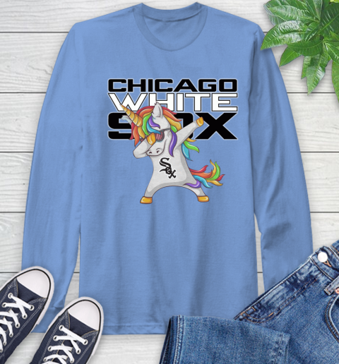 Chicago White Sox MLB Baseball Funny Unicorn Dabbing Sports Long Sleeve T-Shirt 11