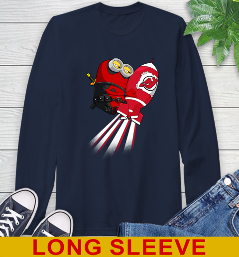 NHL Hockey New Jersey Devils Deadpool Minion Marvel Shirt Long Sleeve T-Shirt 3