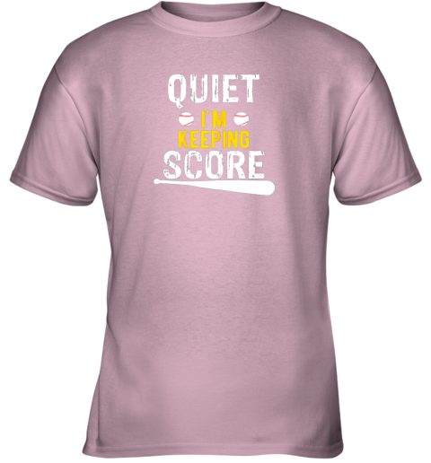 lk2a quiet i39 m keeping score scorekeeper funny baseball youth t shirt 26 front light pink