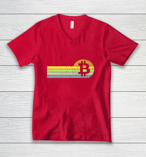 Bitcoin BTC Vintage Sunset Crypto Cryptocurrency Blockchain V-Neck T-Shirt 6