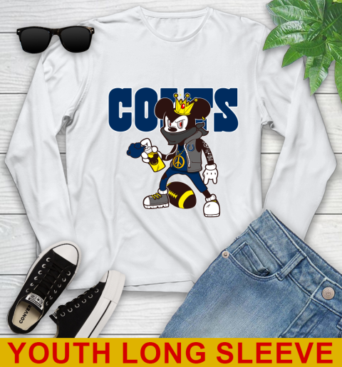 Indianapolis Colts NFL Football Mickey Peace Sign Sports Youth Long Sleeve