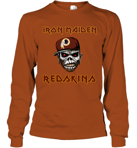 NFL Washington Redskins Iron Maiden Rock Band Music Football Sports rQR5SopAJ5n long sleeve tee 14 95 151514 front texas orange