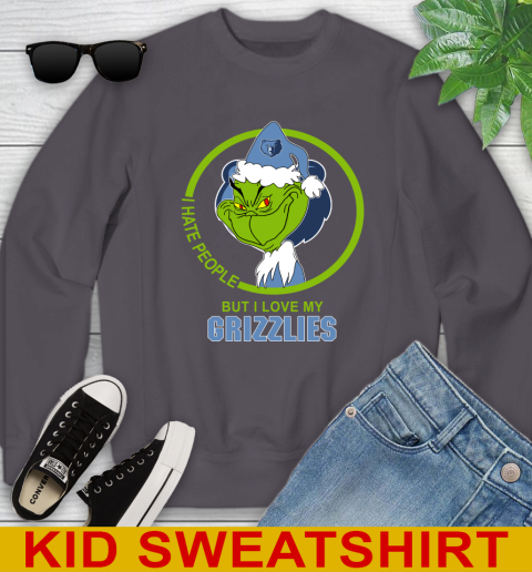 Memphis Grizzlies NBA Christmas Grinch I Hate People But I Love My Favorite Basketball Team Youth Sweatshirt 6