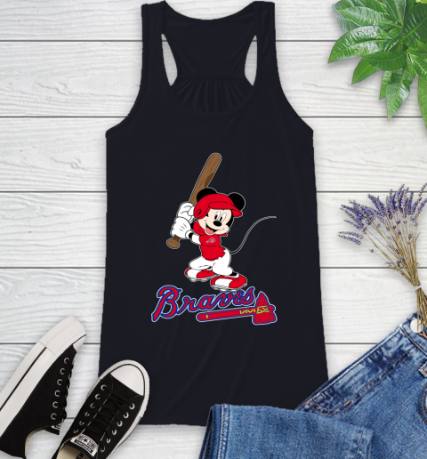 MLB Baseball Atlanta Braves Cheerful Mickey Mouse Shirt Racerback Tank 9