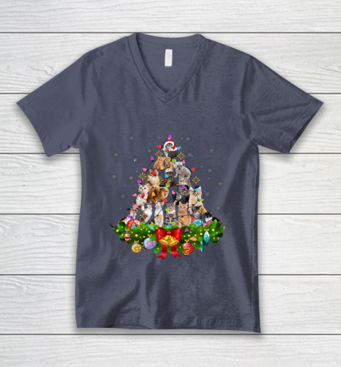 Funny Cat Christmas Tree Xmas Gifts V-Neck T-Shirt 7