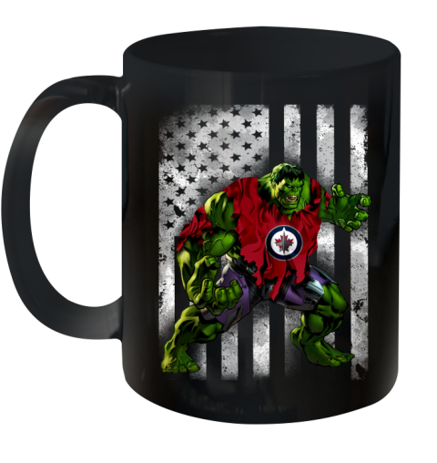 Winnipeg Jets Hulk Marvel Avengers NHL Hockey American Flag Ceramic Mug 11oz
