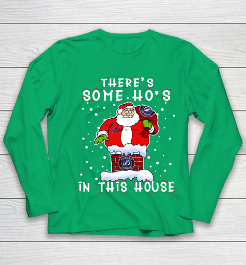 Tampa Bay Lightning Christmas There Is Some Hos In This House Santa Stuck In The Chimney NHL Youth Long Sleeve 4