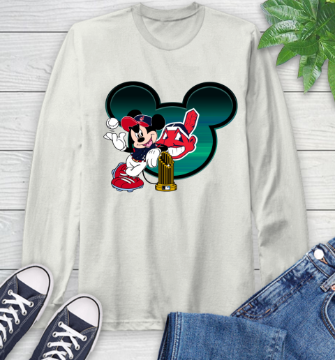 MLB Cleveland Indians The Commissioner's Trophy Mickey Mouse Disney Long Sleeve T-Shirt 12