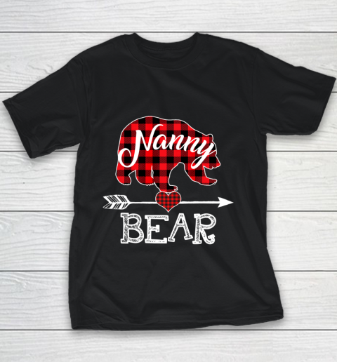 Nanny Bear Christmas Pajama Red Plaid Buffalo Family Gift Youth T-Shirt