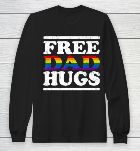 Father gift shirt Love LGBT Gay lesbian pride Vintage Free dad hugs rainbow T Shirt Long Sleeve T-Shirt
