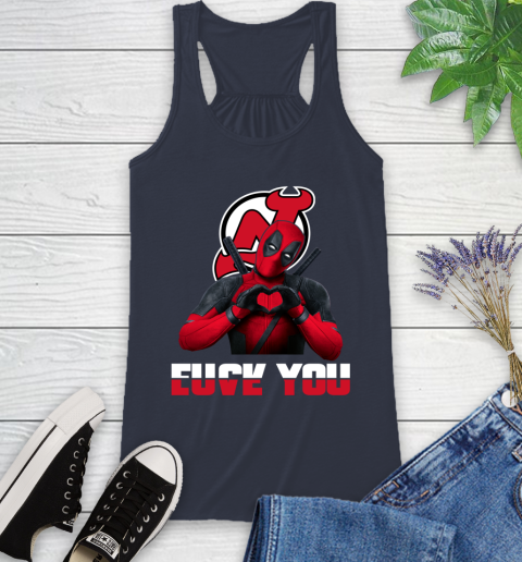 NHL New Jersey Devils Deadpool Love You Fuck You Hockey Sports Racerback Tank 10