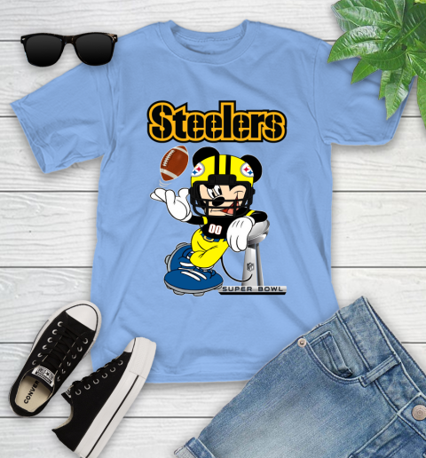 NFL Pittsburgh Steelers Mickey Mouse Disney Super Bowl Football T Shirt Youth T-Shirt 23