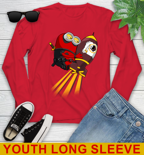 NFL Football Washington Redskins Deadpool Minion Marvel Shirt Youth Long Sleeve 11