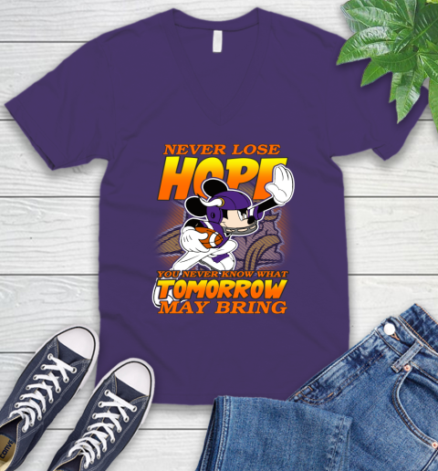 Minnesota Vikings NFL Football Mickey Disney Never Lose Hope V-Neck T-Shirt 9