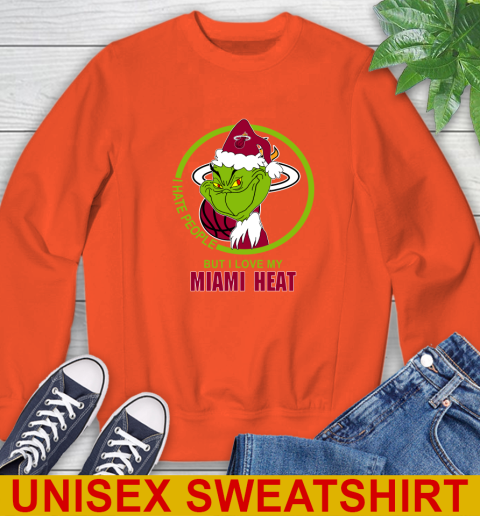 Miami Heat NBA Christmas Grinch I Hate People But I Love My Favorite Basketball Team Sweatshirt 4
