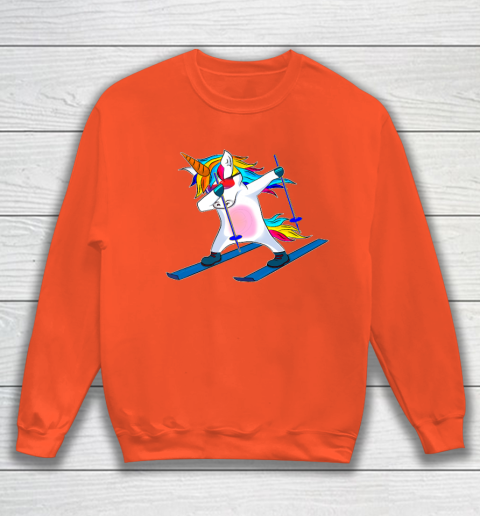 Skiing Unicorn Dabbing Funny Gift Sweatshirt 4