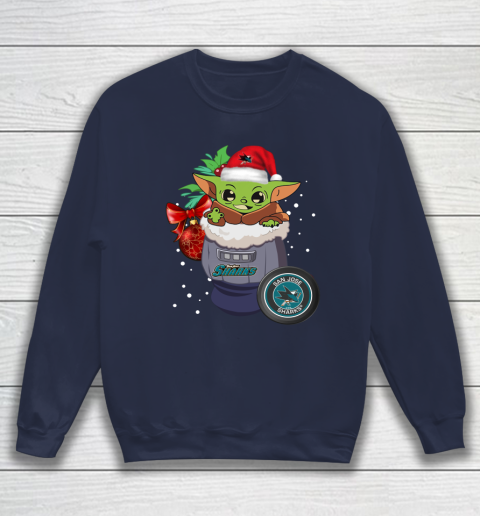 San Jose Sharks Christmas Baby Yoda Star Wars Funny Happy NHL Sweatshirt 3