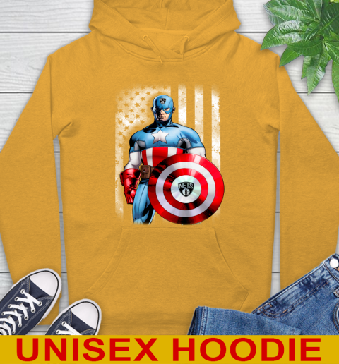 Brooklyn Nets NBA Basketball Captain America Marvel Avengers American Flag Shirt Hoodie 2
