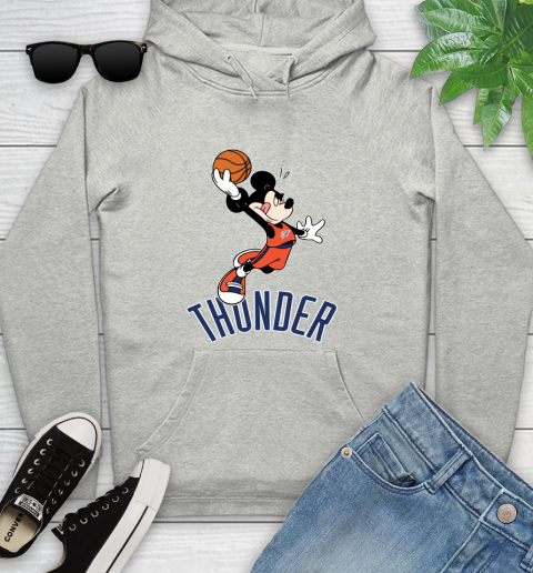 NBA Basketball Oklahoma City Thunder Cheerful Mickey Mouse Shirt Youth Hoodie 2