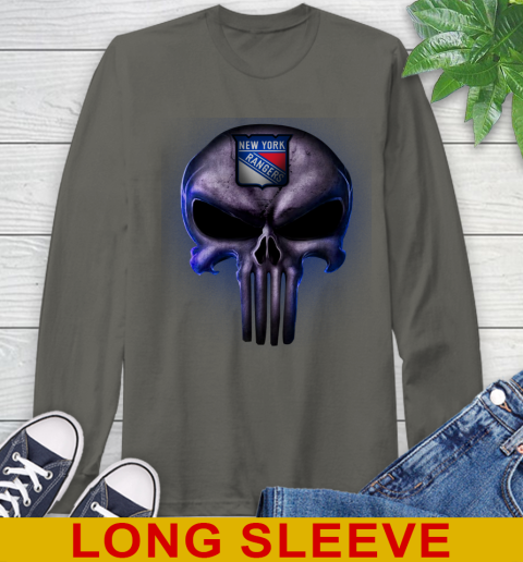 New York Rangers NHL Hockey Punisher Skull Sports Long Sleeve T-Shirt 10