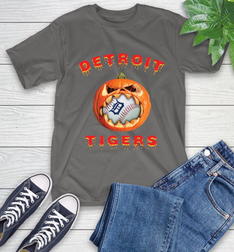 MLB Detroit Tigers Halloween Pumpkin Baseball Sports T-Shirt 9