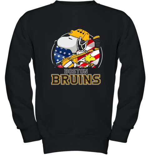 Boston Bruins Ice Hockey Snoopy And Woodstock NHL Youth Sweatshirt