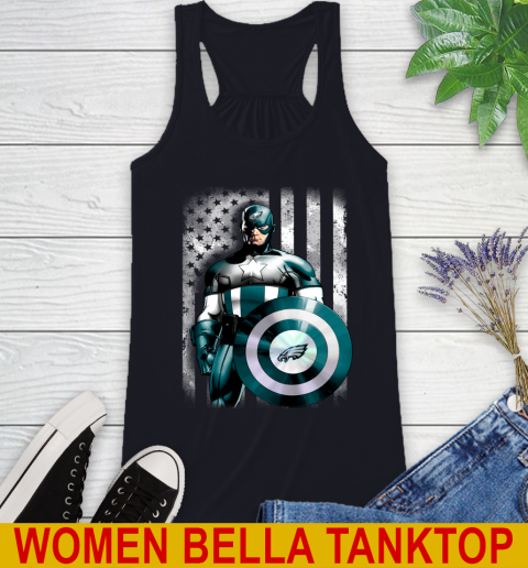 Philadelphia Eagles NFL Football Captain America Marvel Avengers American Flag Shirt Racerback Tank 8