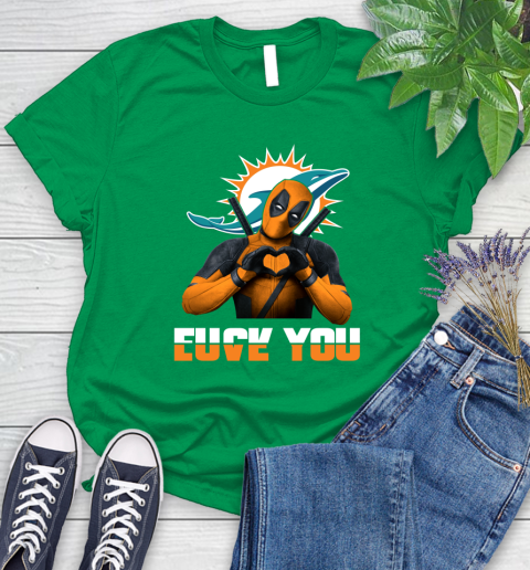NHL Miami Dolphins Deadpool Love You Fuck You Football Sports Women's T-Shirt 9