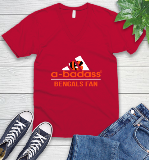 Cincinnati Bengals NFL Football A Badass Adidas Adoring Fan Sports V-Neck T-Shirt 6