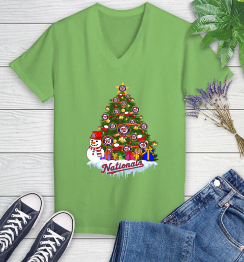 Washington Nationals Merry Christmas MLB Baseball Sports Women's V-Neck T-Shirt 11