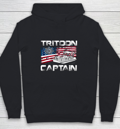 Tritoon Captain American Flag Pontoon Boat Lover Youth Hoodie