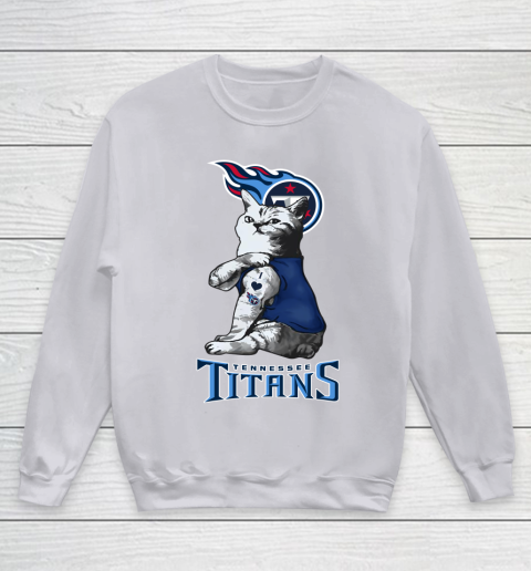 NFL Football My Cat Loves Tennessee Titans Youth Sweatshirt 3