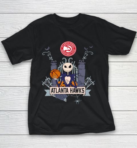 NBA Atlanta Hawks Basketball Jack Skellington Halloween Youth T-Shirt