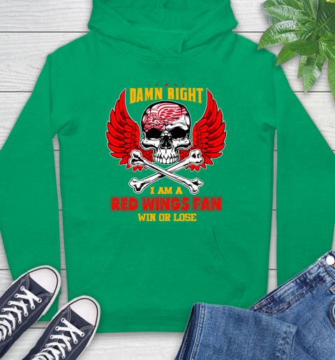 NHL Damn Right I Am A Detroit Red Wings Win Or Lose Skull Hockey Sports Hoodie 8